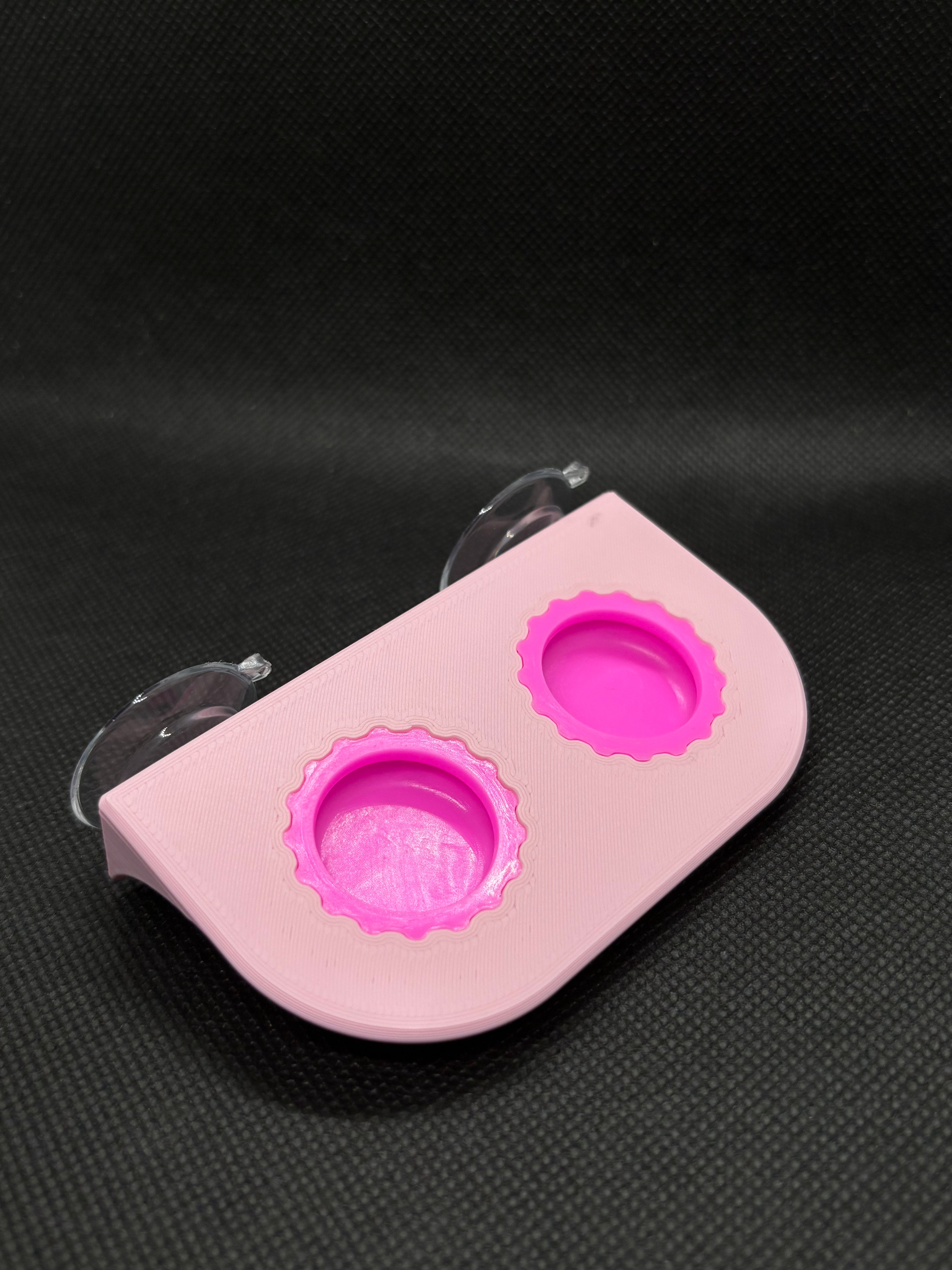 Suction Cup Double Bottle Cap Feeding Ledge w/ Caps