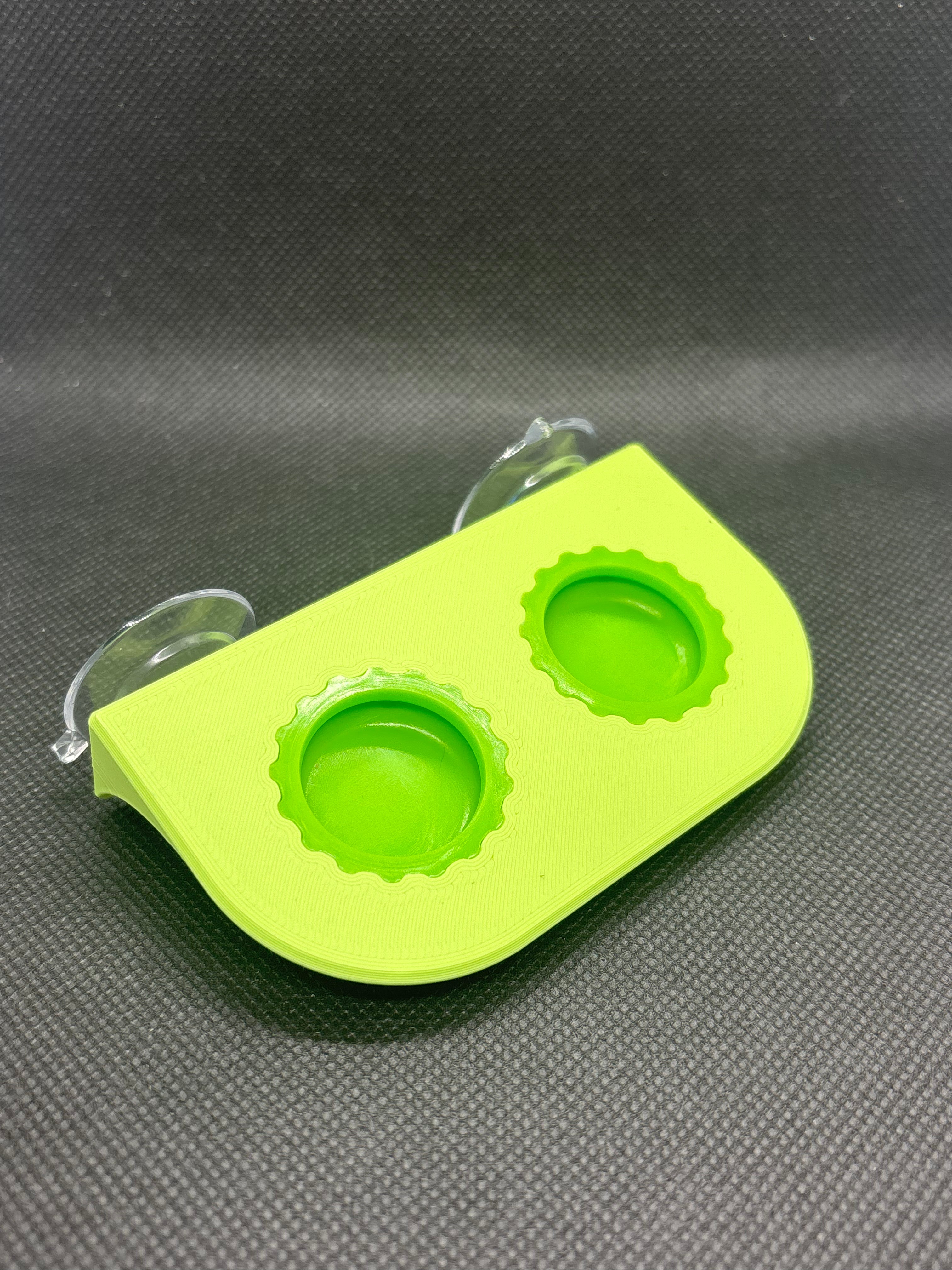 Suction Cup Double Bottle Cap Feeding Ledge w/ Caps